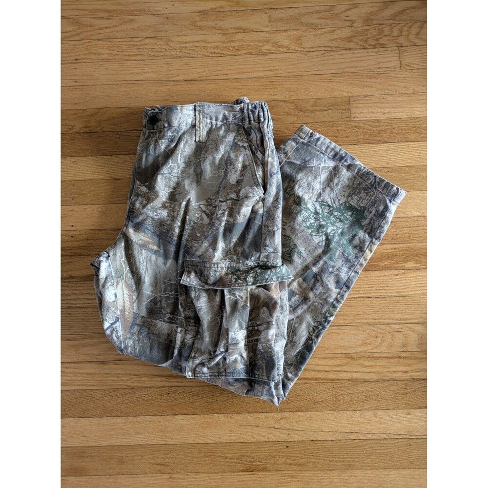 Realtree Pants Mens XL 40-42 Green Camouflage Cargo Pockets Hunting Outdoor